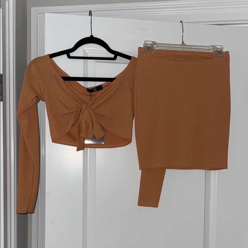 Missguided Salmon Mini Pencil Skirt with Asymmetrical Tie Front